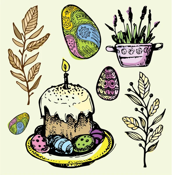 Illustrazione di Pasqua scarabocchio disegnato a mano . — Vettoriale Stock