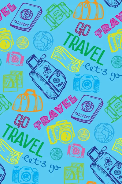 Elle çizilmiş vektör seyahat set. Vektör çizim. Seyahat gidelim