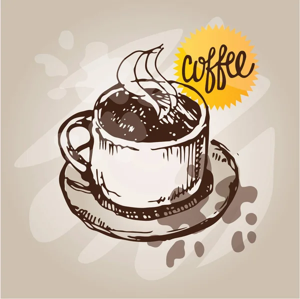 Handgezeichnete Doodle-Kaffee-Illustration — Stockvektor
