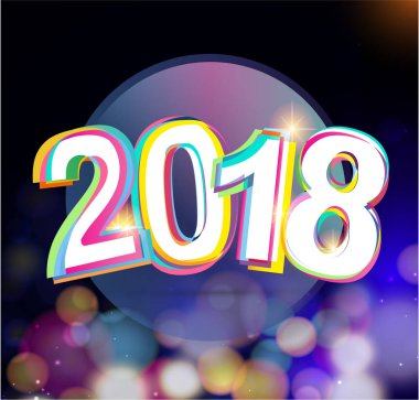 Mutlu yeni yıl 2018 metin tasarlamak vektör