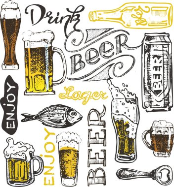 Ekim Festivali. Bira içmek. Vektör çizim.