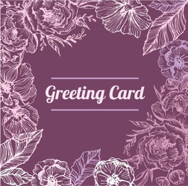 Çiçek kümesi: son derece detaylı elle çizilmiş çiçek ve yaprakları. Yaz çiçek. Bahar çiçek.