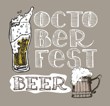 Ekim Festivali. Bira içmek. Vektör çizim.