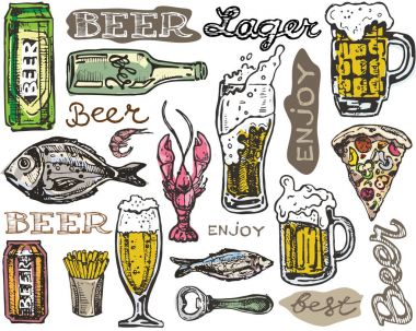 Ekim Festivali. Bira içmek. Vektör çizim.