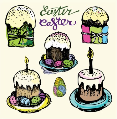 Elle çizilmiş doodle easter illüstrasyon.