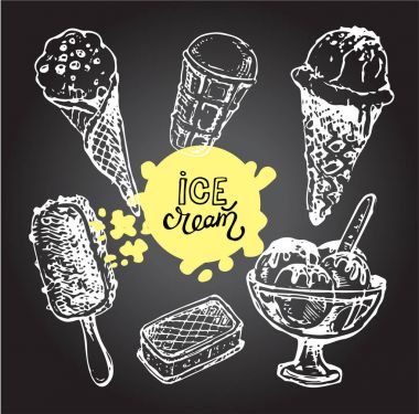 Elle çizilmiş doodle dondurma illüstrasyon. Dondurma her zaman iyi bir fikirdir.