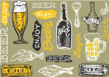 Ekim Festivali. Bira içmek. Vektör çizim.