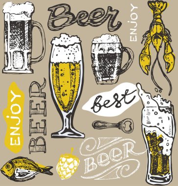 Ekim Festivali. Bira içmek. Vektör çizim.