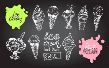 Elle çizilmiş doodle dondurma illüstrasyon. Dondurma her zaman iyi bir fikirdir.