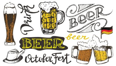 Ekim Festivali. Bira içmek. Vektör çizim.