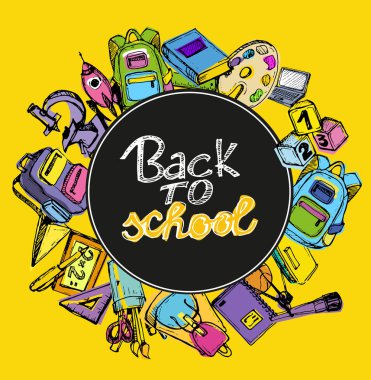 Geri okula büyük kümesi doodles. Elle mürekkeple çizilmiş. Vektör çizim. Serbest çizim okul öğeleri. Okula dönüş. 