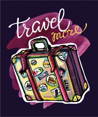 Elle çizilmiş vektör seyahat set. Vektör çizim. Seyahat gidelim