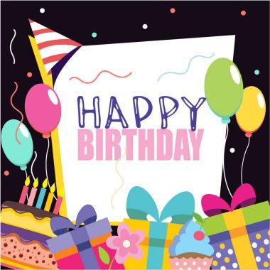 İyi ki doğdun vektör kartı. El vektör çizim çekilmiş. Davetiye tasarım şablonu.