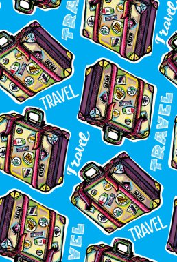 Elle çizilmiş vektör seyahat set. Vektör çizim. Seyahat gidelim