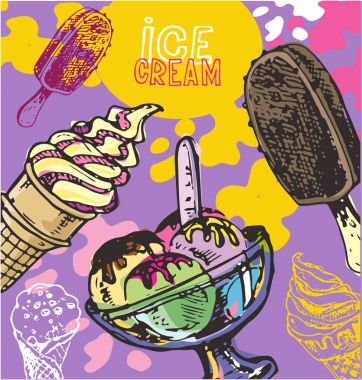 Elle çizilmiş doodle dondurma illüstrasyon. Dondurma her zaman iyi bir fikirdir.