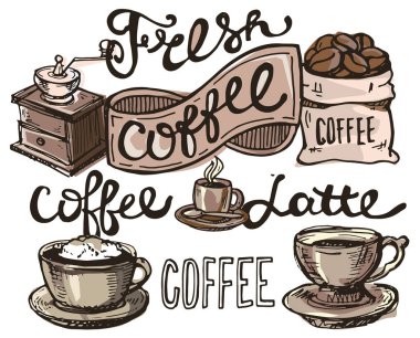 Sıcak iyi taze kahve. Kahve vektör çizim.