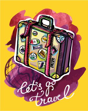 Elle çizilmiş vektör seyahat set. Vektör çizim. Seyahat gidelim