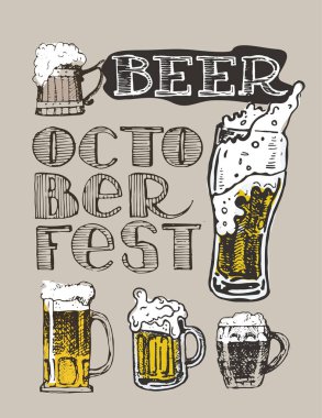 Ekim Festivali. Bira içmek. Vektör çizim.