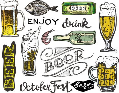 Ekim Festivali. Bira içmek. Vektör çizim.