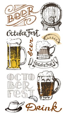 Ekim Festivali. Bira içmek. Vektör çizim.