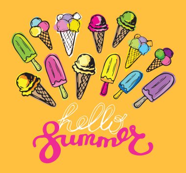 Elle çizilmiş doodle dondurma illüstrasyon. Dondurma her zaman iyi bir fikirdir.
