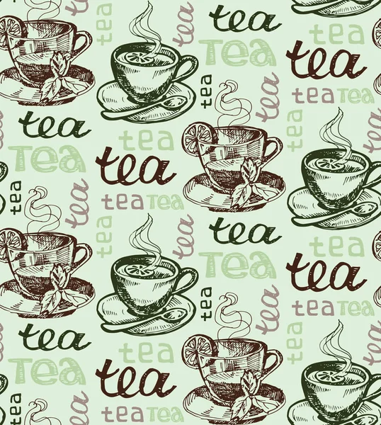 Doodle herbata ilustracja. Cytryna i mięta — Wektor stockowy