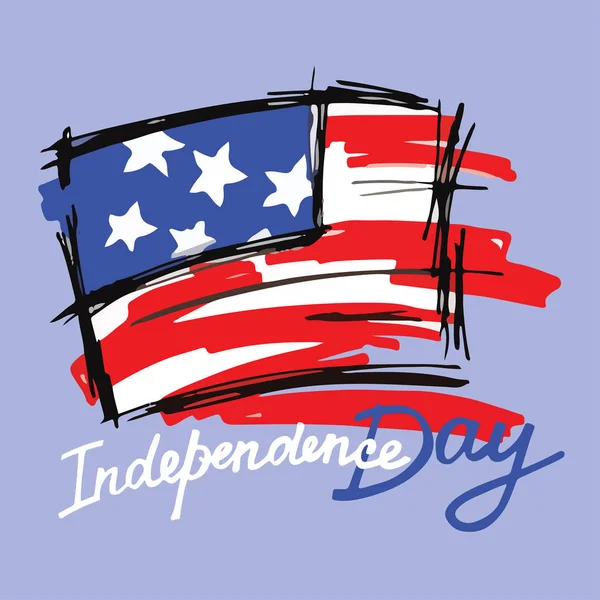 Printhand getrokken set van de Amerikaanse onafhankelijkheidsdag. 4th of July. USA Vector Illustratie. — Stockvector