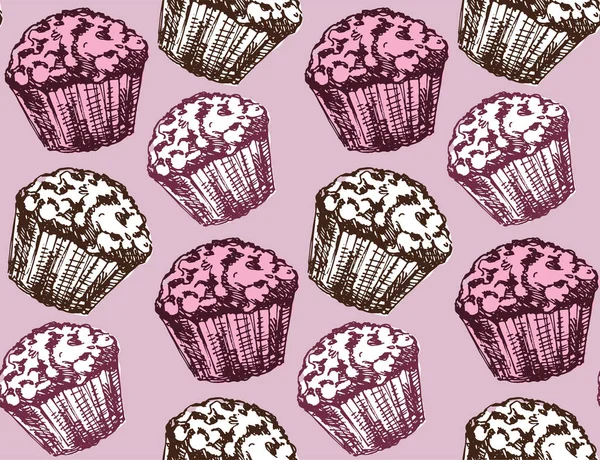 Illustration dessinée à la main. Cupcake — Image vectorielle