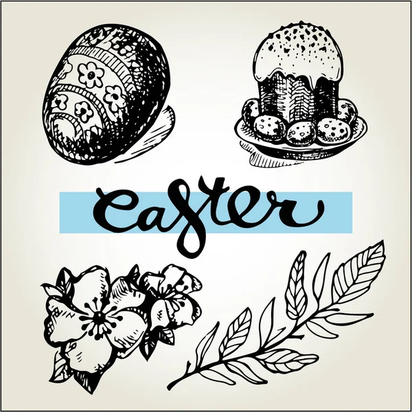 Hand drawn doodle easter illustration. — Stock Vector