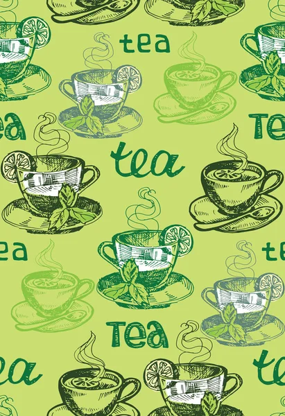 Ручной рисунок каракули с чашкой чая — стоковый вектор