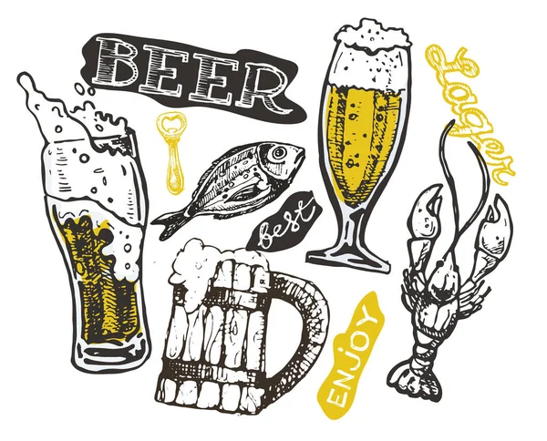 Říjen fest. Pít pivo. Vektorové ilustrace. — Stockový vektor