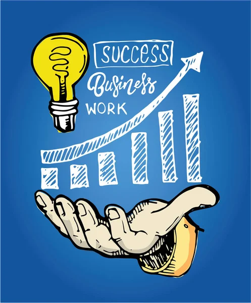 Business concept vectorillustratie. Het creëren van pad naar succes. Hand getrokken doodle grafisch bedrijf illustratie. — Stockvector