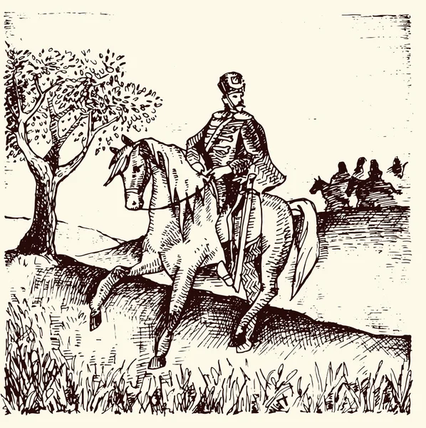 馬の擲弾兵。旧近衛。フランス、1812. — ストックベクタ