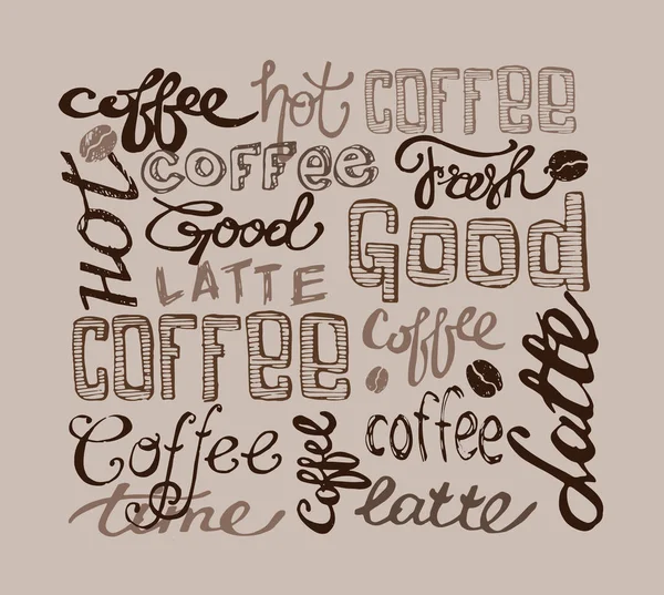 Hand getrokken koffie set. Latte met pompoen vectorillustratie. — Stockvector