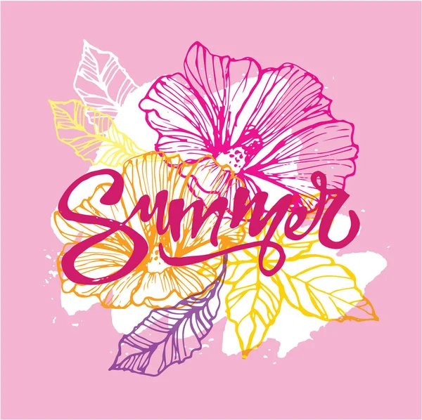 Flower set: highly detailed hand drawn flowers and leaves. Summer flower. Spring flower. — Stock Vector