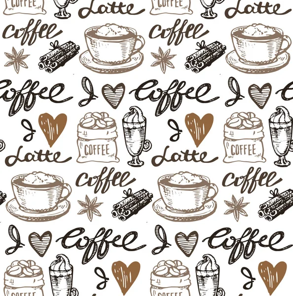 Coffret à café dessiné à la main. Illustration vectorielle . — Image vectorielle