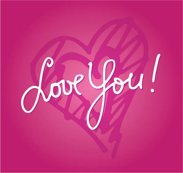 Valentinstag Vintage Schriftzug Hintergrund. liebe dich. Herzen. rote Lippen. — Stockvektor