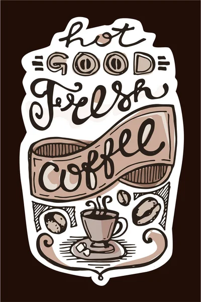 Kaffeesammlung - handgezeichnete Illustration. Handgezeichnetes Kaffeeservice vorhanden. süßes Dessert — Stockvektor