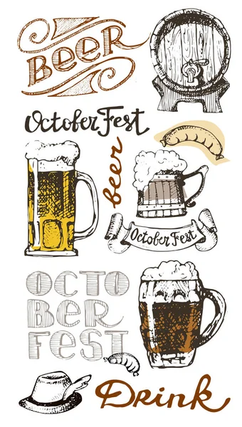 Oktoberfest. Drink bier. Vectorillustratie. — Stockvector