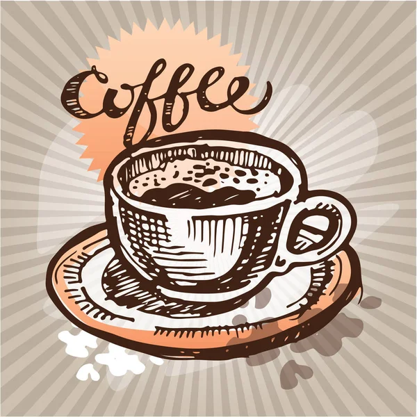 Handgezeichnete Doodle-Kaffee-Illustration — Stockvektor