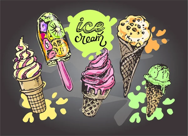 Kézzel rajzolt firka fagylalt illusztráció. Fagylalt mindig egy jó eszme. — Stock Vector