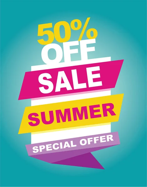 Banner de la venta estupenda, banner de la venta grande, 50% off, oferta especial Banner del vector de la venta del verano. . — Archivo Imágenes Vectoriales