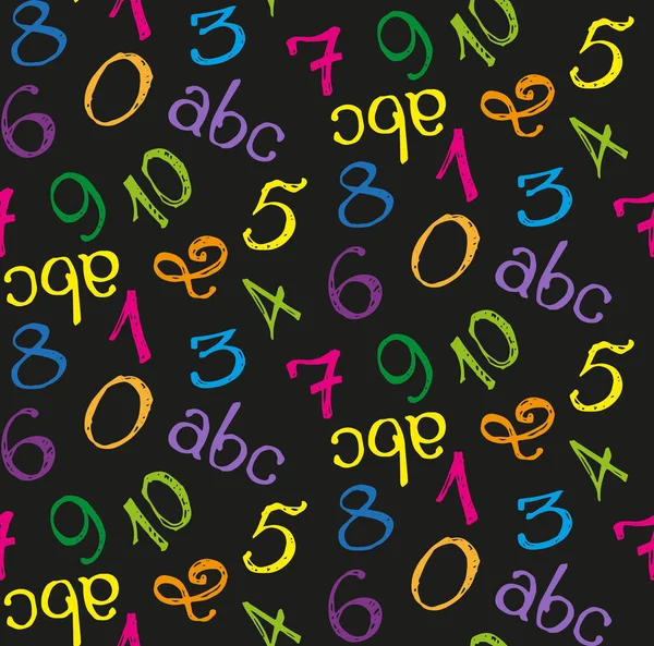 숫자와 편지 손 그려진된 벡터 완벽 한 패턴입니다. 벡터 일러스트 레이 션. — 스톡 벡터