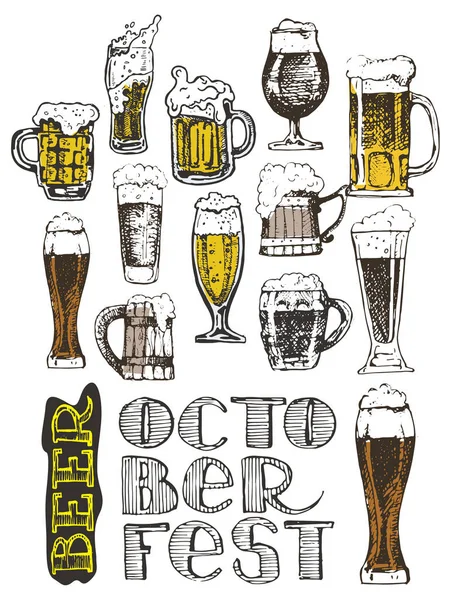 Oktoberfest. Drink bier. Vectorillustratie. — Stockvector