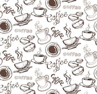 Elle çizilmiş doodle kahve illüstrasyon.