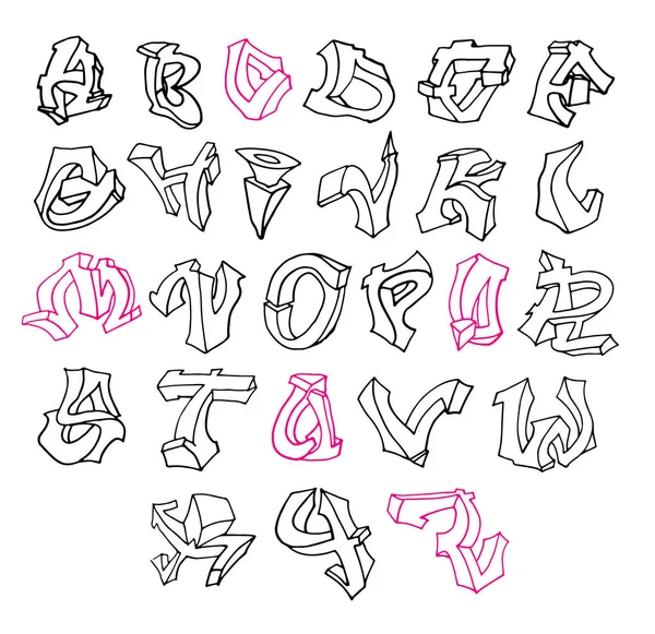 Hand getrokken doodle alfabet. ABC. Brieven. — Stockvector