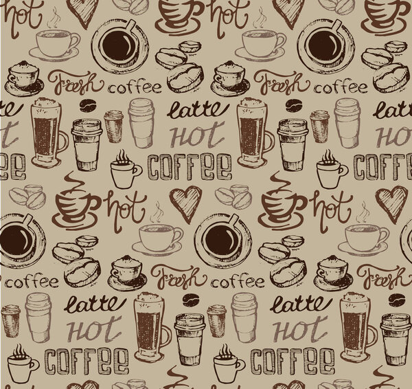 Hand drawn doodle coffee illustration.