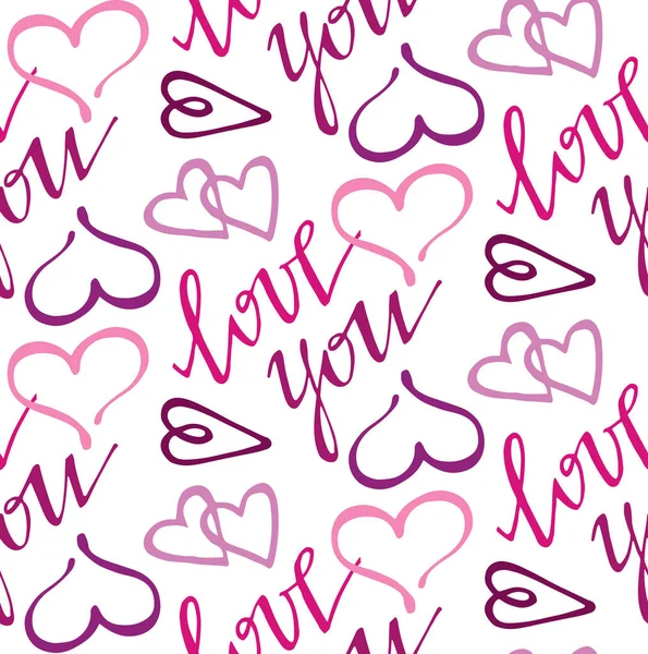 Amor. Día de San Valentín. Te quiero. Te quiero. Caligrafía de letras a mano. ilustración vectorial — Archivo Imágenes Vectoriales