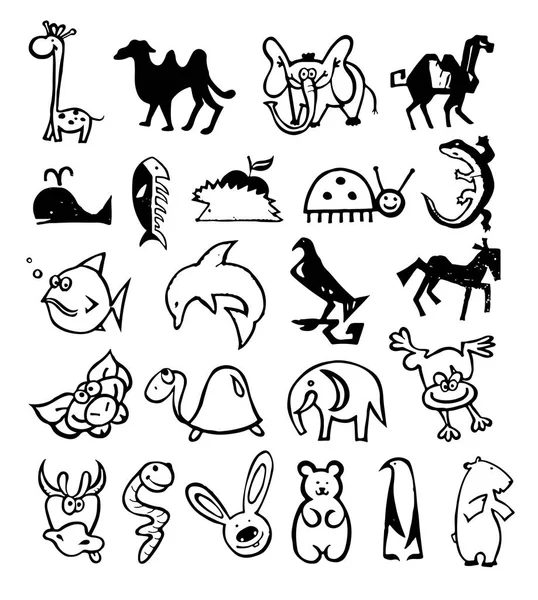 Logo du concept de doodle dessiné à la main. Animaux personnages de dessins animés . — Image vectorielle