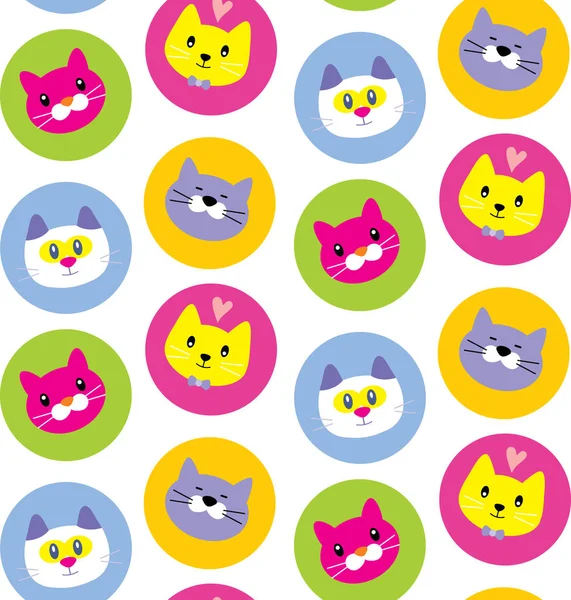 猫と子猫と抽象的なシームレス パターン。ベクトル図 — ストックベクタ